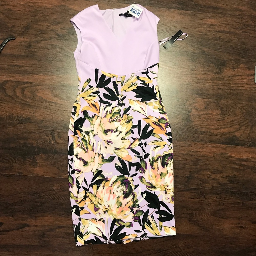 NWT Maggy London Lilac Floral Sheath Dress